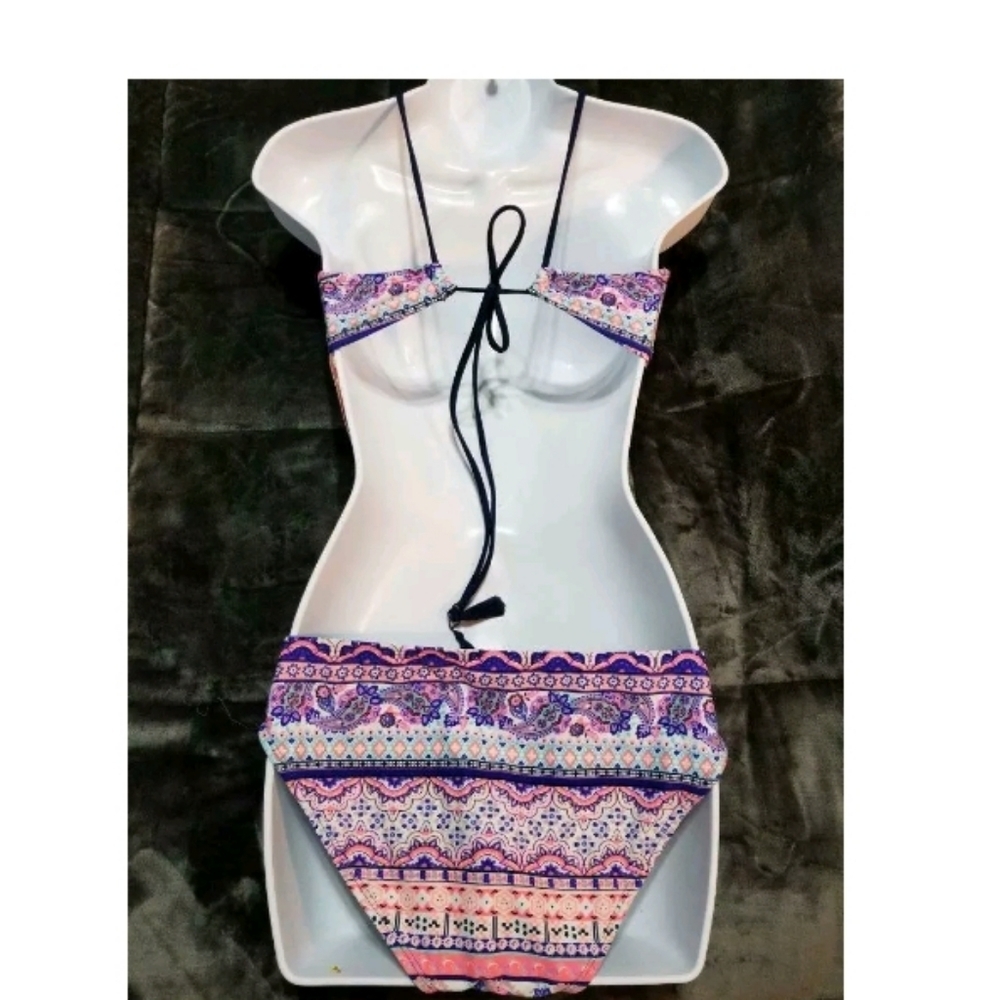 ARIZONA Womens JRS HALTER BIKINI LARGE​ Whimsical NEW - Picture 3 of 3